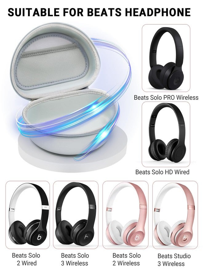 stukcaze Hard Headphone Case for Beats Solo 4, Studio Pro, Solo 3, Studio 3, Solo 2,Over Ear Headphone Carrying Case with Storage Cable Bag Strap for Travel (Silver) - Image 2