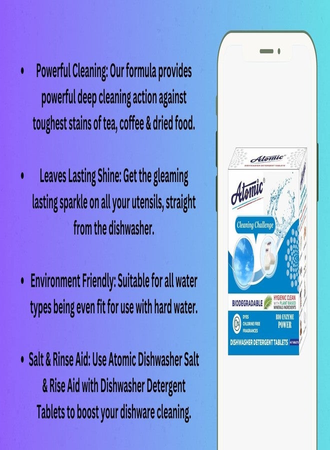 Atomic Dishwasher Detergent Tablets with Bio Enzyme Power for Hygienic Cleaning, Pack of 1 (45 Tablets) - Image 2