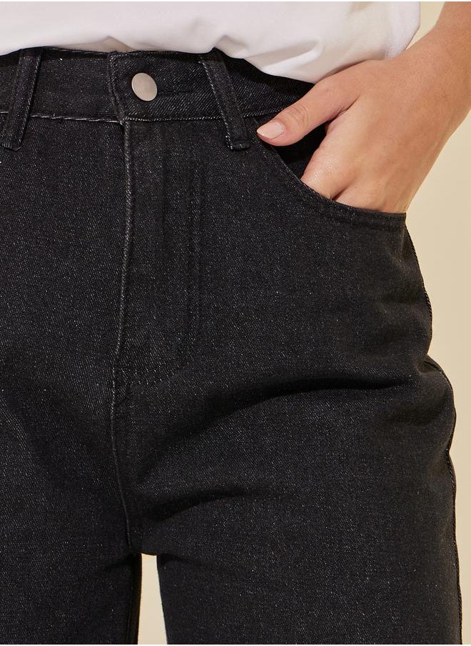 Take Two Mid Rise Solid Wide Leg Denim Jeans  - Image 3