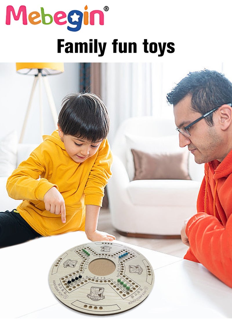 MEBEGIN - Jackaroo Board Game Set with 24 Marbles and 54 Playing Cards, Fun Table Games for 4-6 Players, Wooden Creative Puzzle Toys, Parent-child Recreational Toys, Suitable for Family Activities and Parties, 54*54CM - Image 1