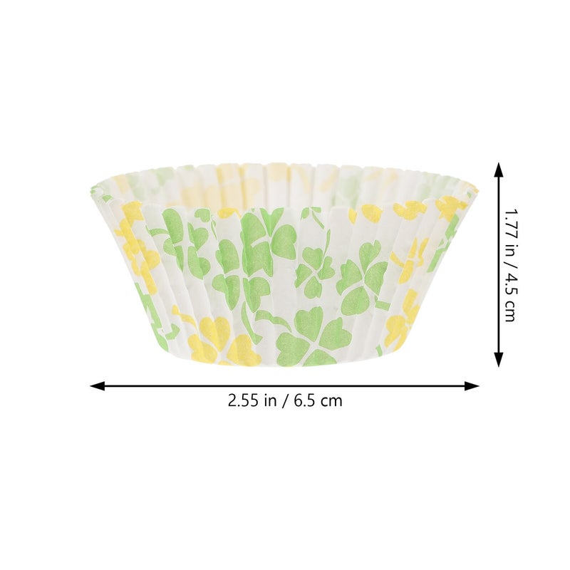 Green Leaf Pattern 100 Pcs Oil Proof Paper Cupcake Baking Liners for Wedding Party - Image 3