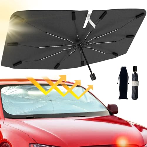 JASVIC Car Windshield Sun Shade Umbrella, Foldable Car Umbrella Sunshade Cover UV Block Car Front Window (Heat Insulation Protection) for Auto Windshield Covers Trucks Cars (Large) - Image 1