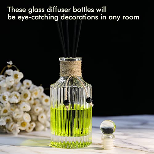 INFTYLE Reed Diffuser Bottle Set of 2 Glass Diffuser Bottles 8oz/250ml Empty Clear Decorative Bottle with Stoppers and Reed Sticks Bulk Reusable Perfume Jar - Image 5