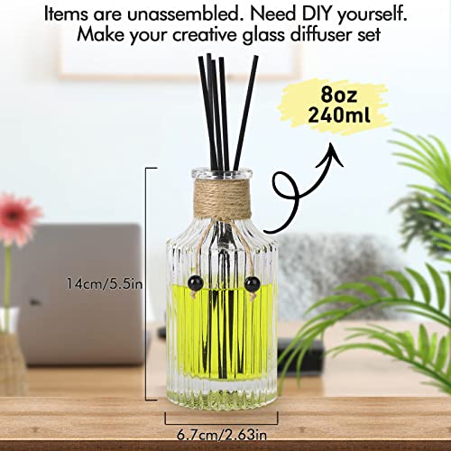 INFTYLE Reed Diffuser Bottle Set of 2 Glass Diffuser Bottles 8oz/250ml Empty Clear Decorative Bottle with Stoppers and Reed Sticks Bulk Reusable Perfume Jar - Image 2