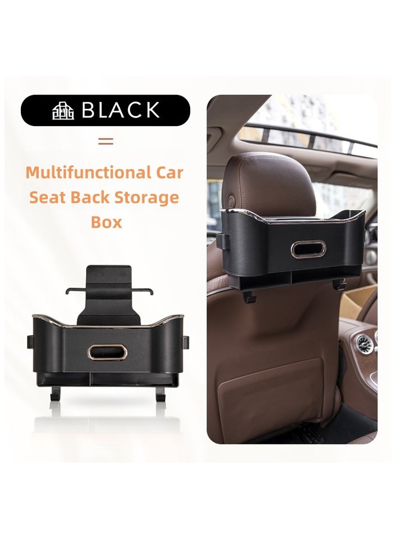 Soofam Seat Back Bag, Multifunctional Car Seat Back Storage Box, Car Seat Tissue Storage Box, Universal Car Seat Storage Box, Car Tissue Organizer Back Seat with 2 Drink Cup Holder (Black) - Image 1