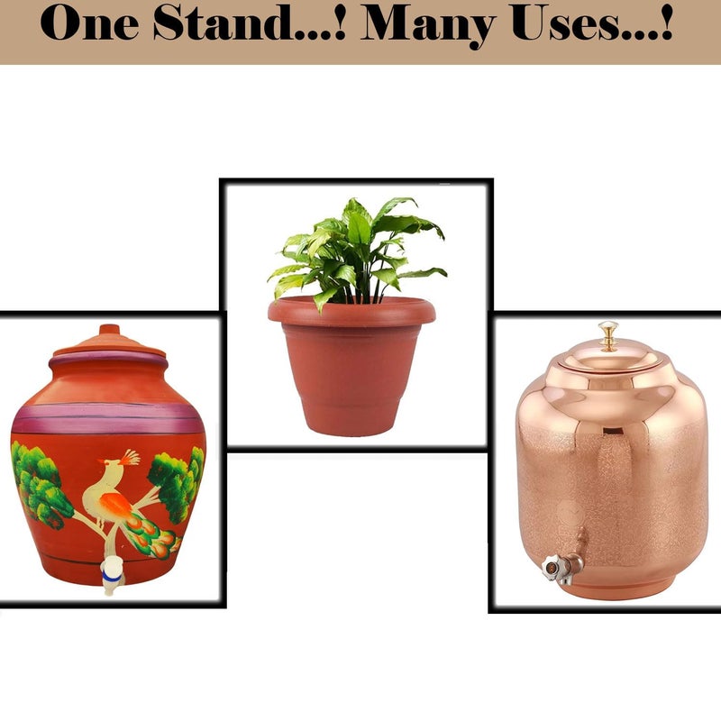 CR18 COLLECTION Pot Glass Not Included FREE Tray with Matka Stand Water Dispenser Stands Filter Tulsi stand and gamla stand 3in 1 stands - Image 5