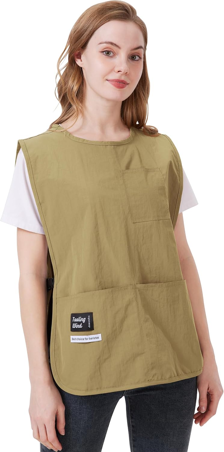 Waterproof Cobbler Apron for Women & Men with Pockets, Barber Smock with Buckle Design, Hair Stylist Apron for Salon, Kitchen, Cooking, Cleaning, and Gardening - Image 1