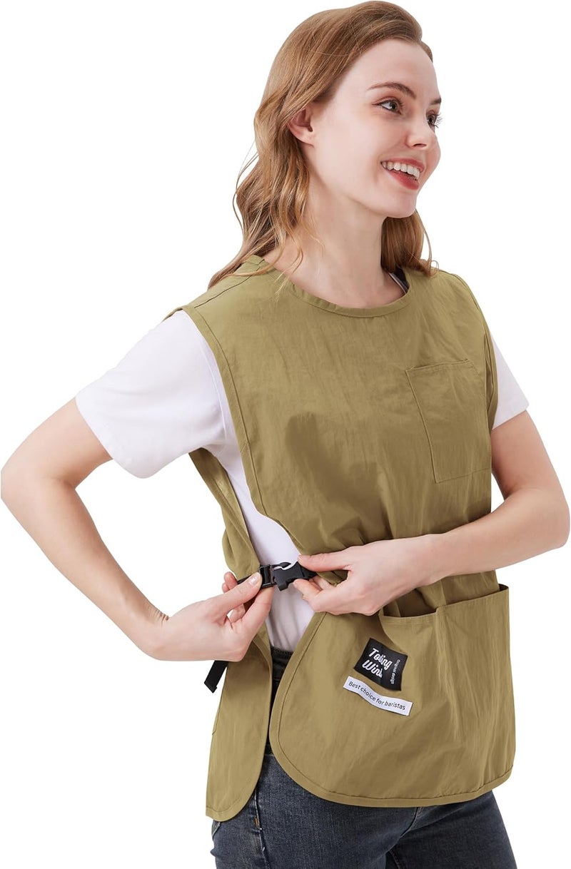Waterproof Cobbler Apron for Women & Men with Pockets, Barber Smock with Buckle Design, Hair Stylist Apron for Salon, Kitchen, Cooking, Cleaning, and Gardening - Image 2