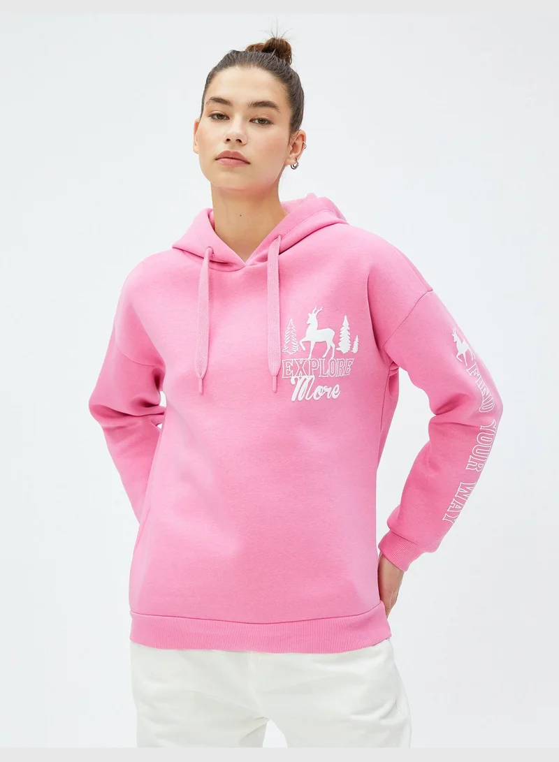 KOTON Long Sleeve Printed Oversized Hoodie