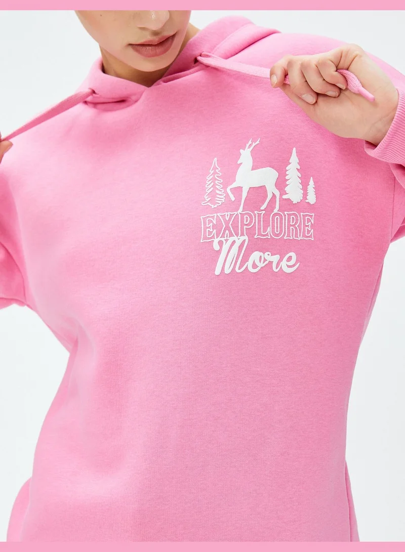 KOTON Long Sleeve Printed Oversized Hoodie