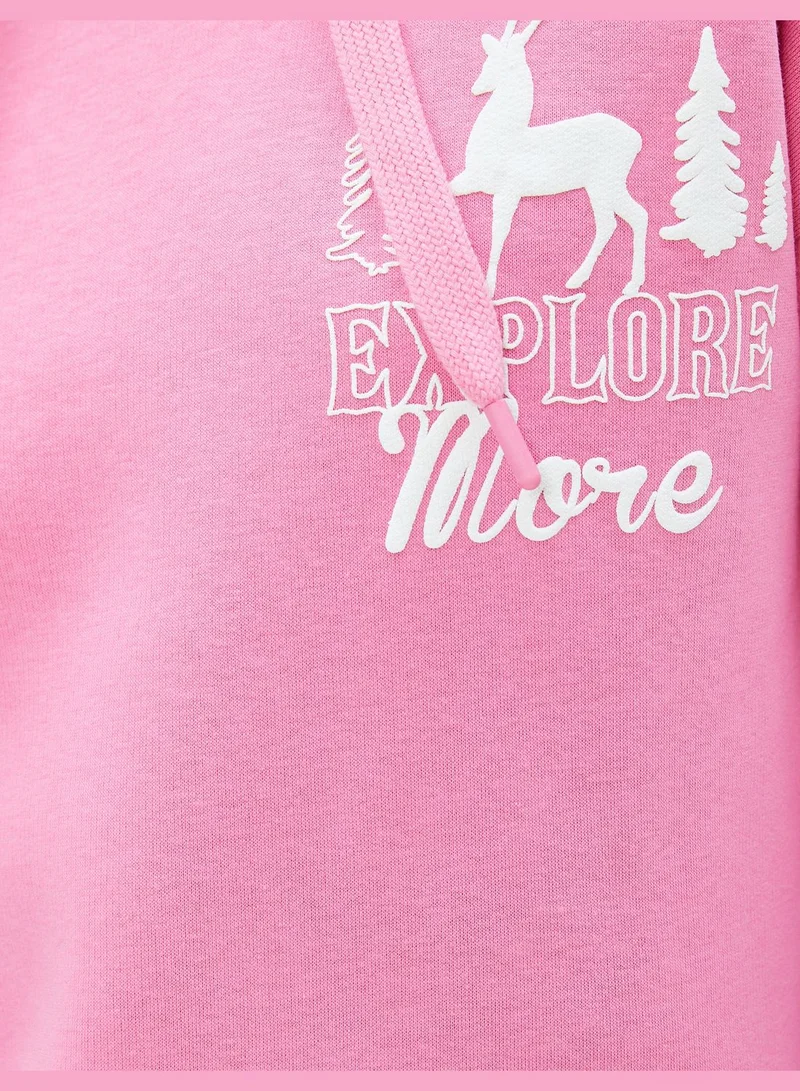 KOTON Long Sleeve Printed Oversized Hoodie