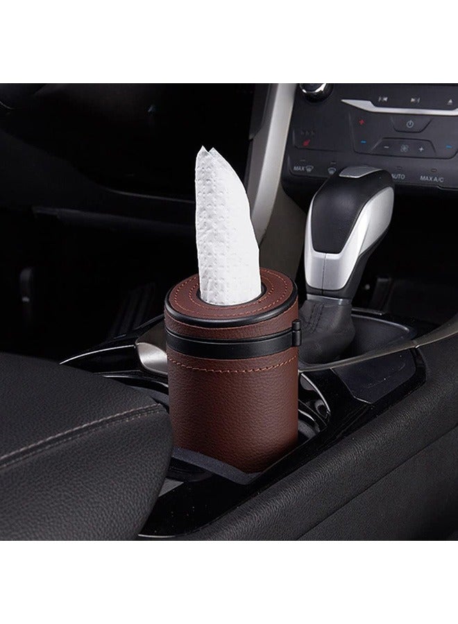 Car Tissue Tube, Cylinder Tissue Box Diameter 2.75'' PU Leather Round Tissues Container for Car Cup Holder, Up to 30 Count Tissue - Image 2