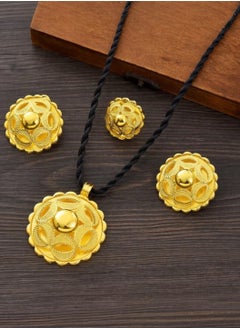 GOLDMAX 21k Gold Plated Necklace & Earrings & One Size Ring Jewelry Set For Women  - Image 3