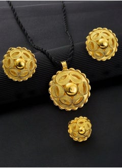 GOLDMAX 21k Gold Plated Necklace & Earrings & One Size Ring Jewelry Set For Women  - Image 2