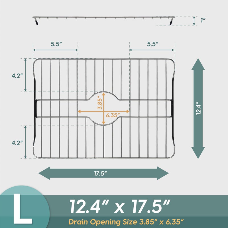 SunnyPoint 304 Stainless Steel Sink Protector Rack â€“ Rust-Resistant Grid for Kitchen Sink Bottom, Scratch Prevention, Drainage Support â€“ Fits Sinks 17.5" x 12.4", Center Drain Hole Required - Image 2