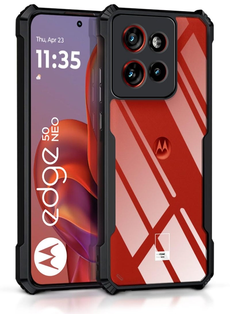 Motorola Edge 50 Neo Shockproof Crystal Clear Back Cover Case with Black Bumper for Moto Edge 50 Neo - Image 5