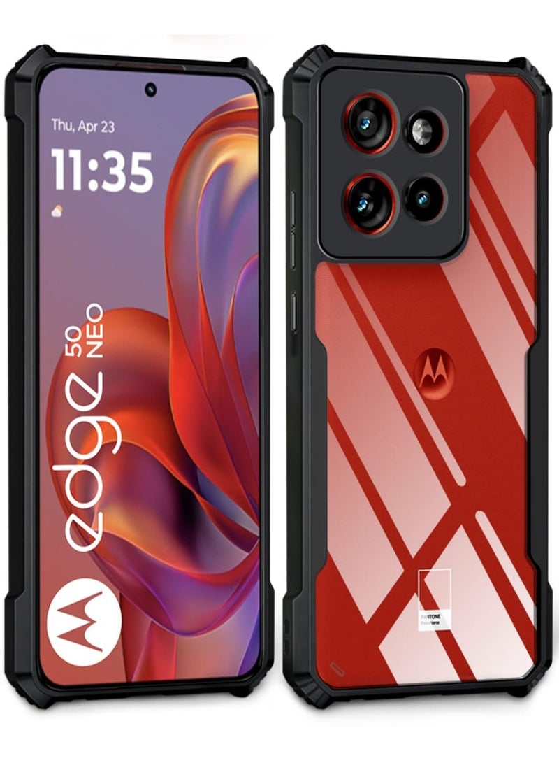 Motorola Edge 50 Neo Shockproof Crystal Clear Back Cover Case with Black Bumper for Moto Edge 50 Neo - Image 1