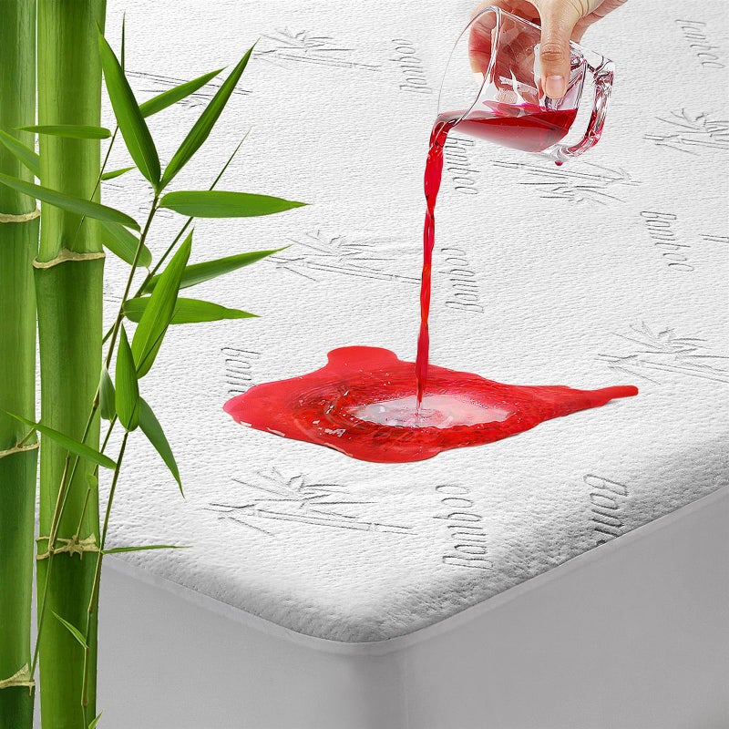 Lysam Mattress Protector King Cooling Bed Mattress Cover Waterproof 76x 80 Bed Cover Noiseless Breathable Soft Machine Washable Fitted Deep Pocket Mattress Pad Cooling for Baby Pregnant