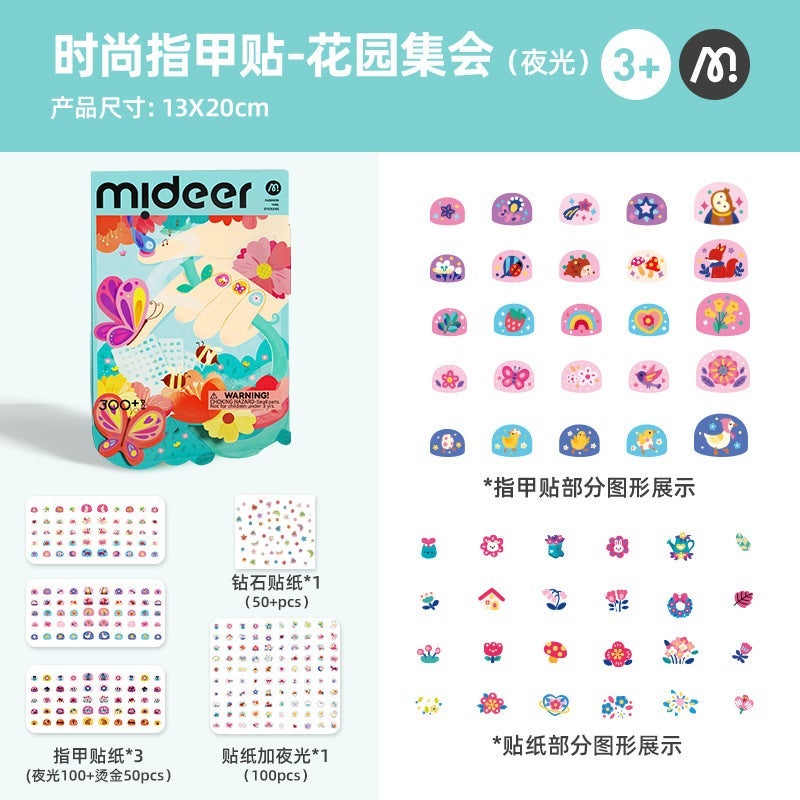 Mideer Princess Milu Fantasy Girl Tattoo & Nail Sticker Set - 6 Themed Packs for Kids