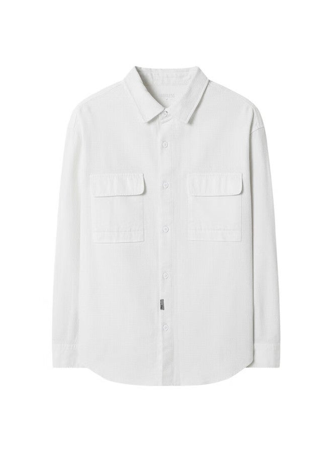 Markless Men's Shirt, Autumn Pure Cotton Casual Shirt, Solid Color Loose Top Csb3510m, White, Xxl - Image 4