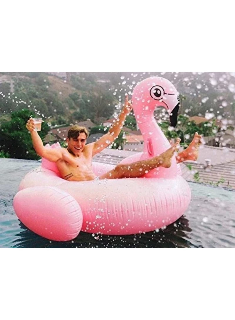 Jumbo Inflatable Flamingo Pool Float Lounge with Durable Handles & Stabilizing Wings for Swimming Pool, Beach, and Summer Parties - Size 195x185x120 cm - Image 2