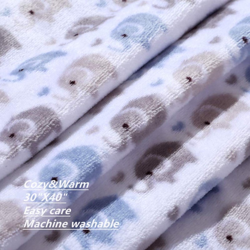 CREVENT 30"X40" Cute Lightweight Silky Cozy Warm Baby Blanket for Boys Infant Toddler Newborn Unisex Crib Cot Stroller, Baby Shower, Summer Spring - Blue Elephant - Image 3