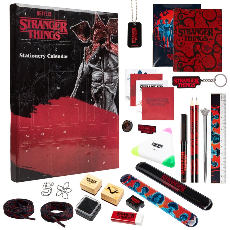 Stranger Things Advent Calendar 2025 with 24 Stationery Items Christmas Countdown Calendar with Stickers Keyrings Bracelets Pen Gifts for Kids