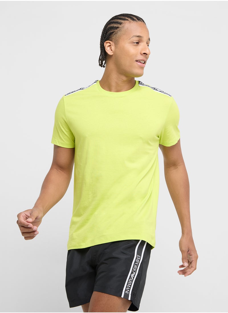 EMPORIO ARMANI Beachwear Logo Crew Neck T-Shirt  - Image 1