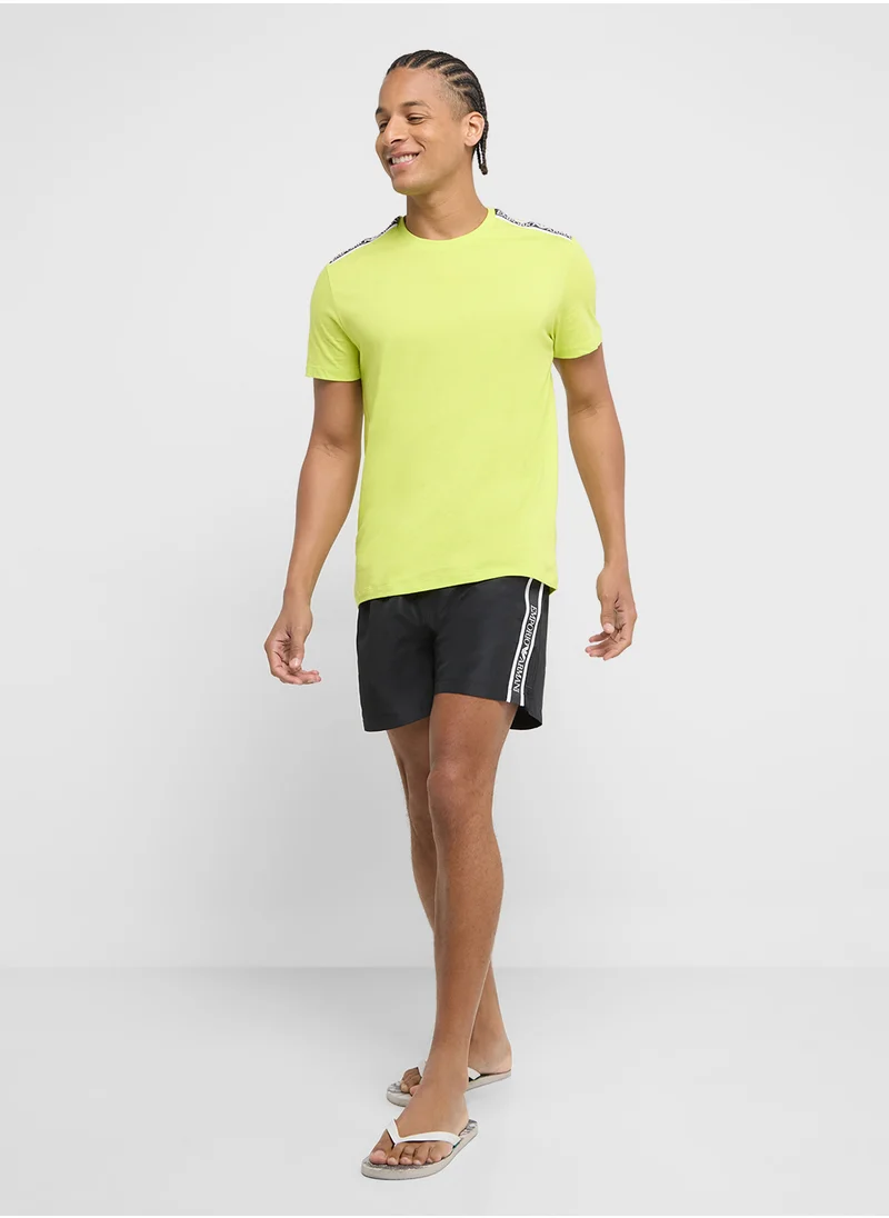 امبوريو ارماني Beachwear Logo Crew Neck T-Shirt