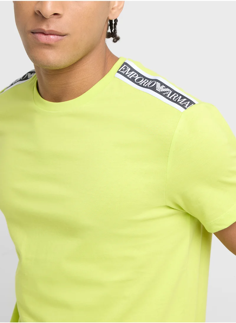 امبوريو ارماني Beachwear Logo Crew Neck T-Shirt