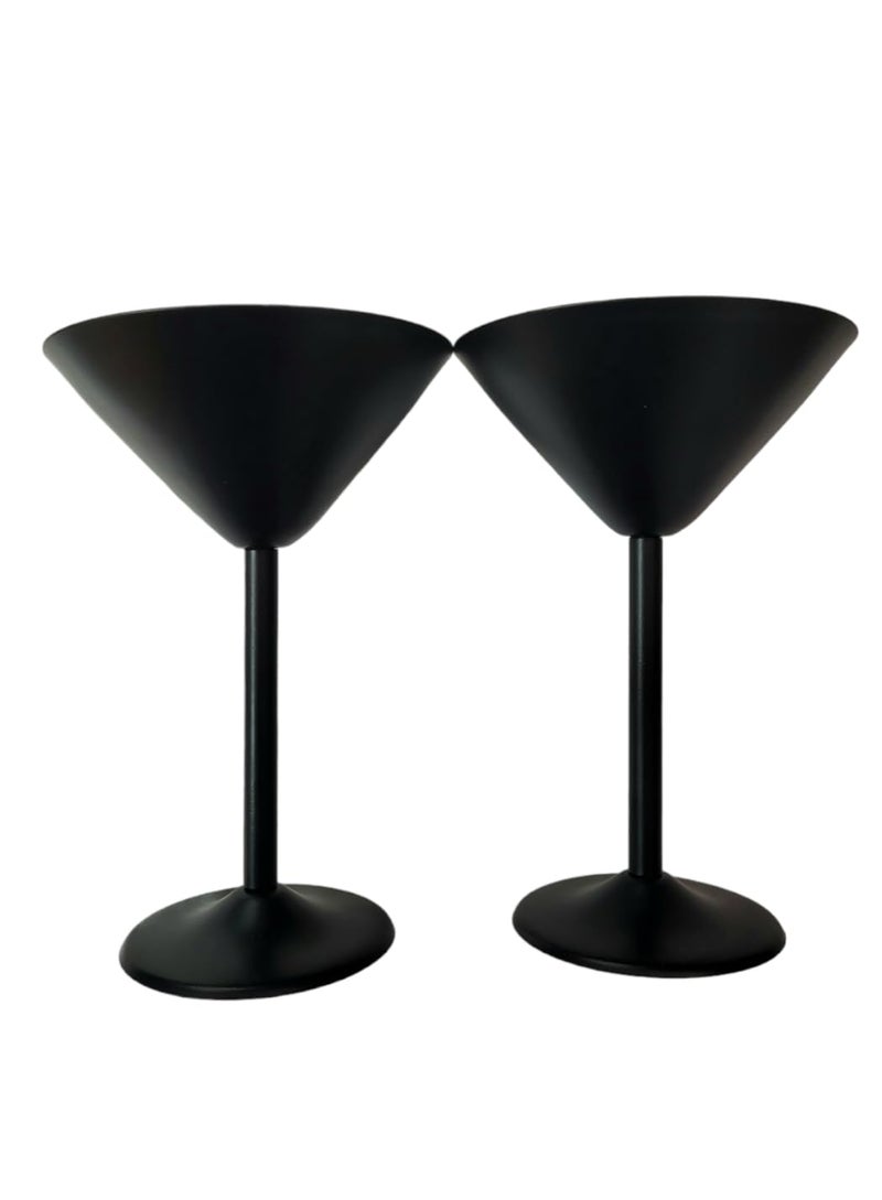 Proniks Stainless Steel Cocktail Martini Glasses Pack of 2 Metal Martini Goblets Cocktail Glasses Black Color High End Wine Drinking Cup Beverages Cup for Banquet Wedding Party Bar and restorent  - Image 2