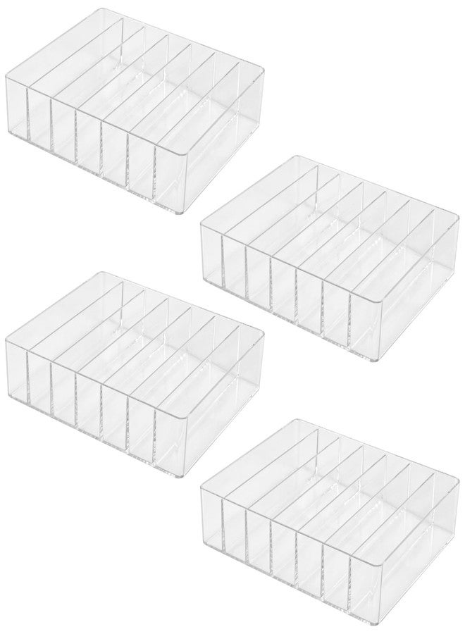 منظم مكياج سينجون، عبوة من 4 قطع، مصنوع من الأكريليك، مقسم إلى 7 أقسام، مناسب لظلال العيون، وأحمر الخدود، وأحمر الشفاه، وتخزين المكياج (شفاف، 7.5 بوصة × 6.3 بوصة × 1.8 بوصة). - Image 1