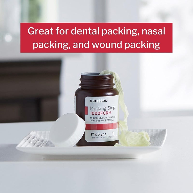 McKesson Packing Strip Sterile Iodoform 100 Cotton 1 in x 5 yds 12 Count - Image 2