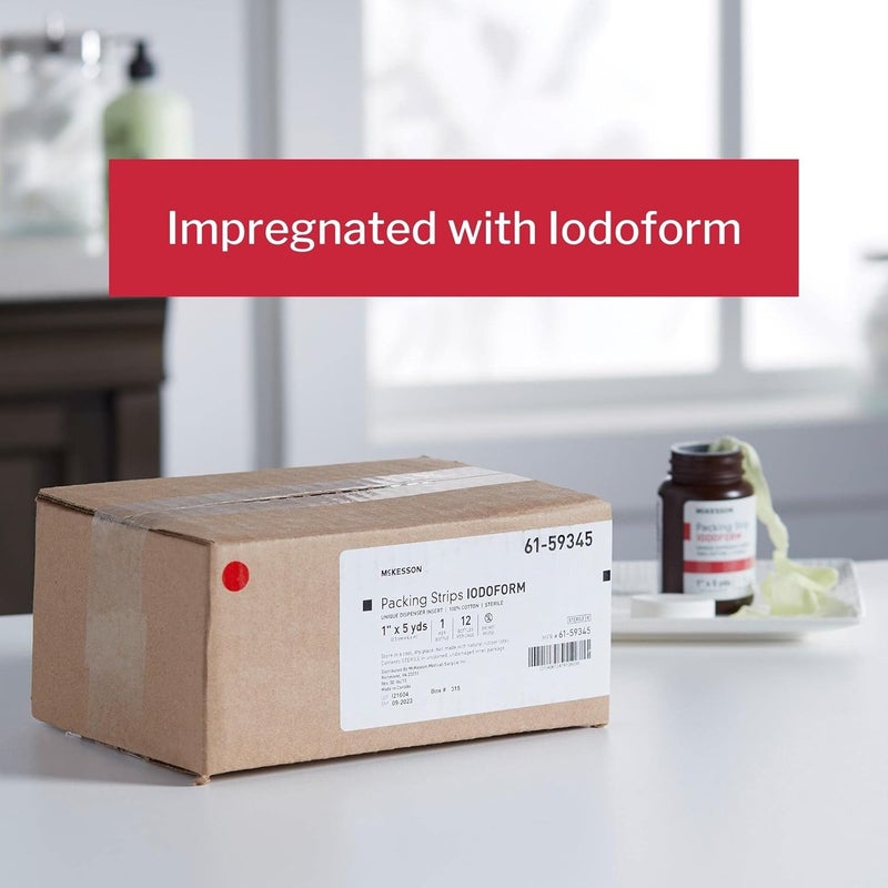 McKesson Packing Strip Sterile Iodoform 100 Cotton 1 in x 5 yds 12 Count - Image 5