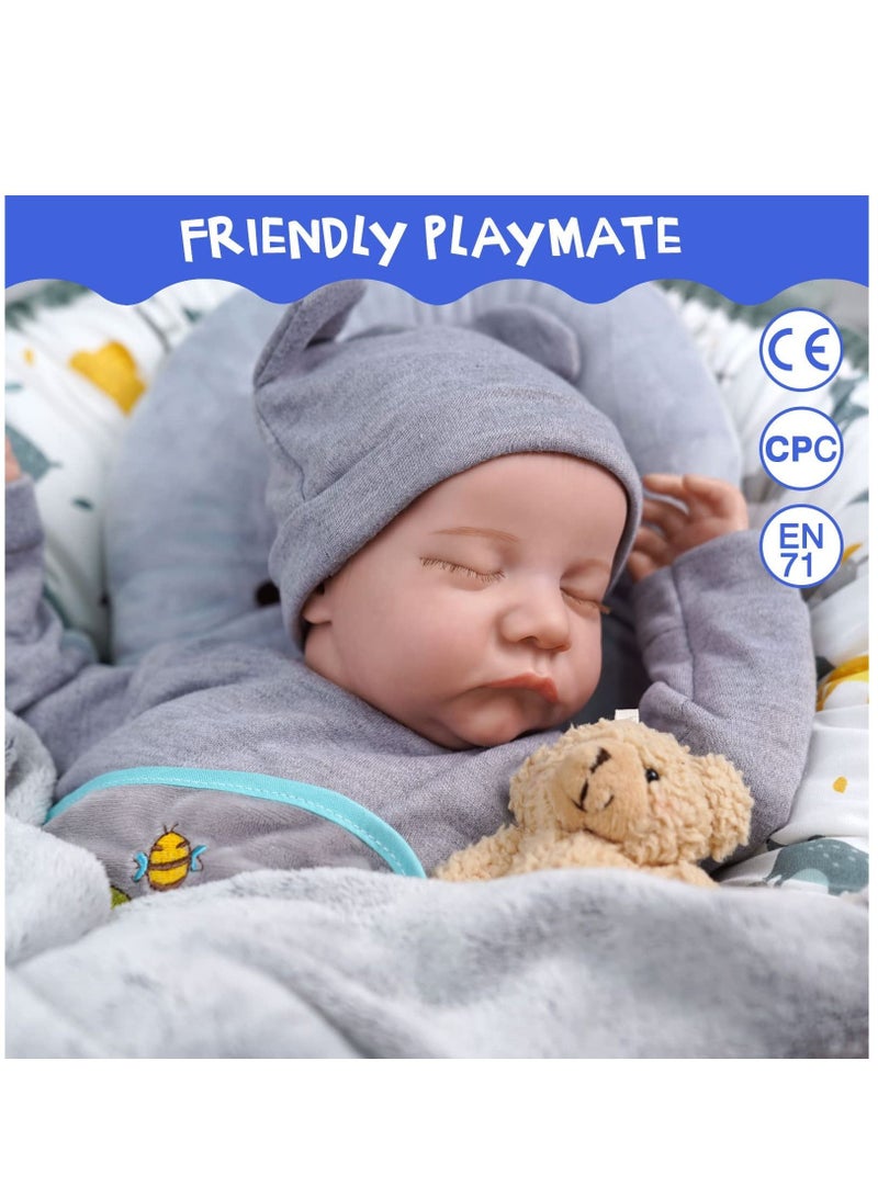 Arabest Lifelike Reborn Baby Dolls - 17 Inch Realistic Newborn Baby Dolls Real Life Baby Dolls Full Vinyl Poseable Body Sleeping Baby Boy with Feeding Kit for Children 3+ - Image 4