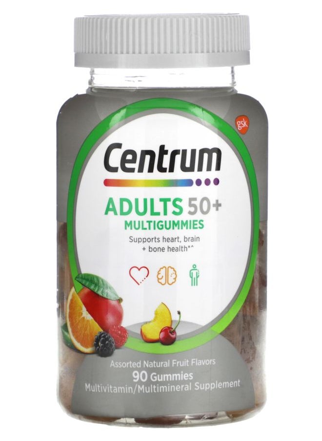 Centrum Men Adults 50+ Multigummies Assorted Natural Fruit 90 Gummies 