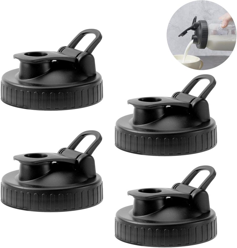 FyndraX Pour Spout Lids for Ball Wide Mouth Mason Jars, Airtight Canning Jar Flip Cap Top Lid for Drinking, Salad, Dressing Pouring, Leak-Proof, Pack of 4 - Image 1