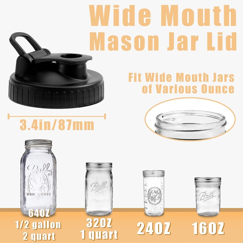 FyndraX Pour Spout Lids for Ball Wide Mouth Mason Jars, Airtight Canning Jar Flip Cap Top Lid for Drinking, Salad, Dressing Pouring, Leak-Proof, Pack of 4 - Image 2