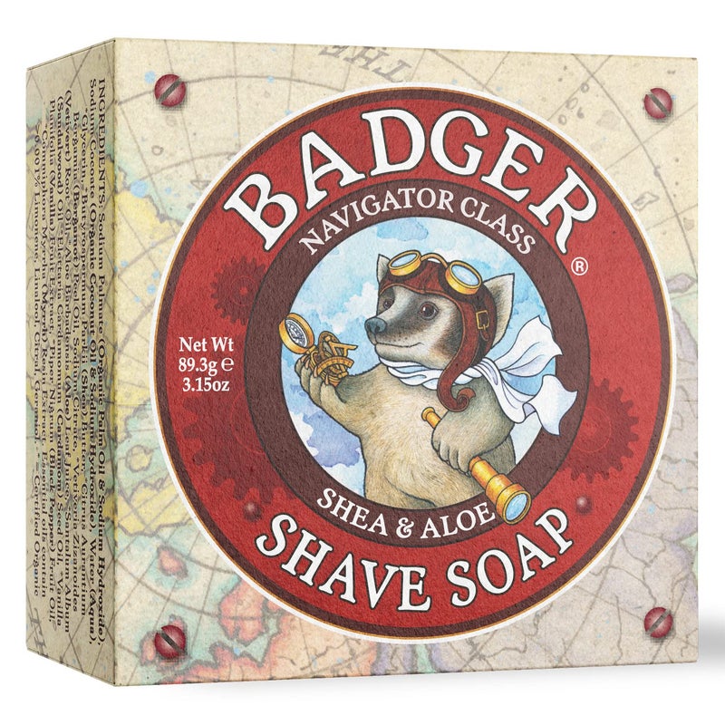 Badger Shaving Soap Puck, Organic Moisturizing Shave Soap Bar, Rich Lasting Lather, Light Natural Scent, Plastic Free & Vegan Shave Soap for Men & Women, 3.15 oz Bar - Image 1