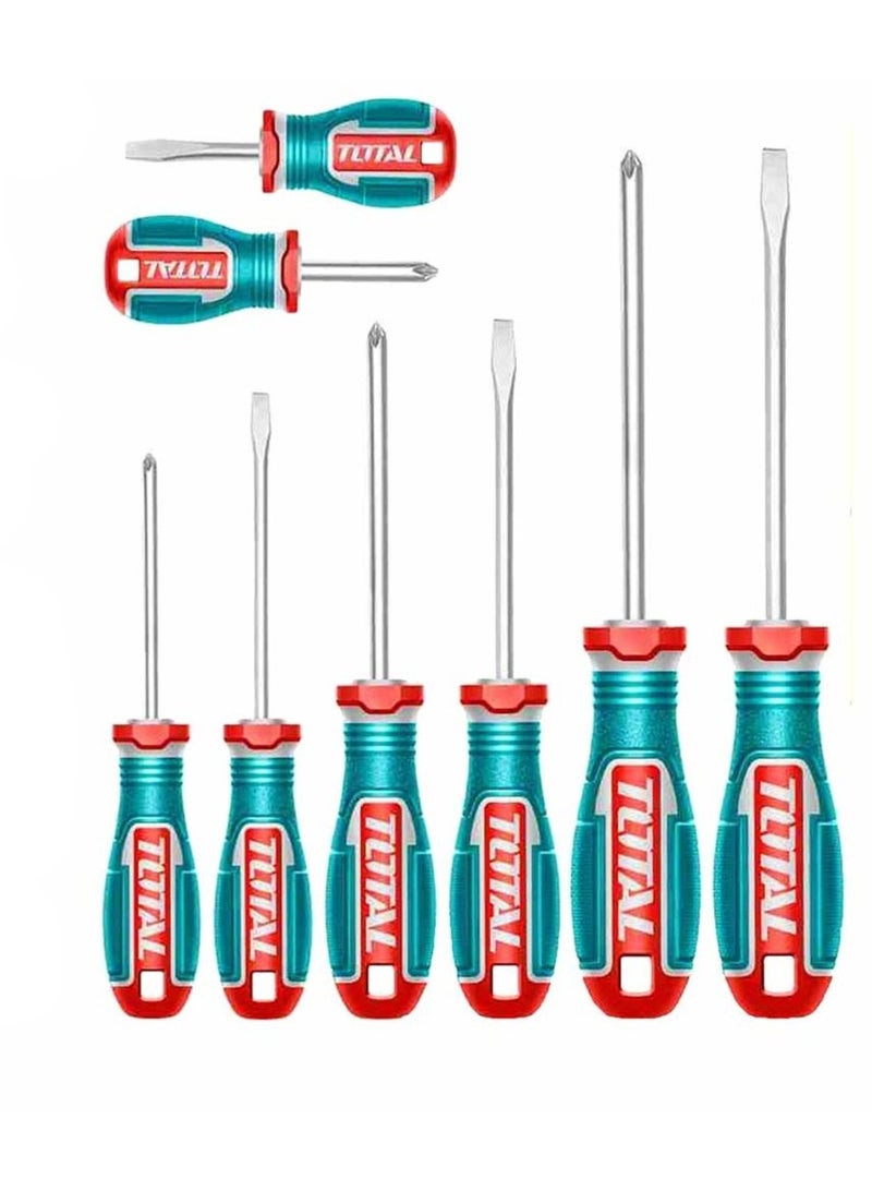 TOTAL 8 Pcs Screwdriver Set, CR-V Steel Magnetic Screwdriver Kit with Ergonomic Non-Slip Handles for Home Repair, Maintenance & DIY - Image 3