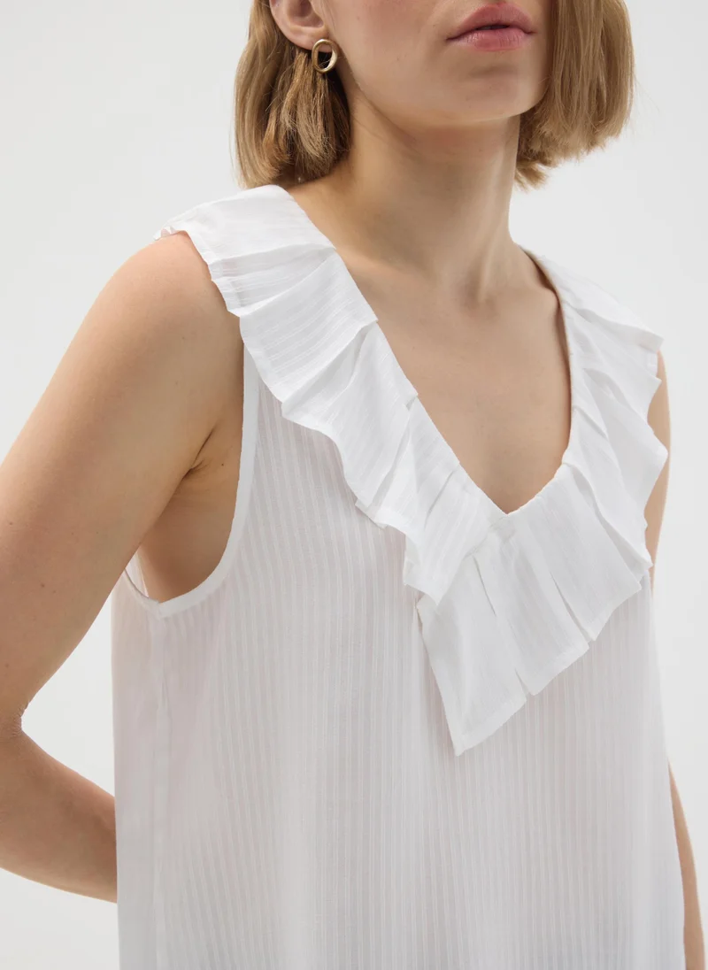 او في اس WHITE PURE VISCOSE OVERSIZED BLOUSE