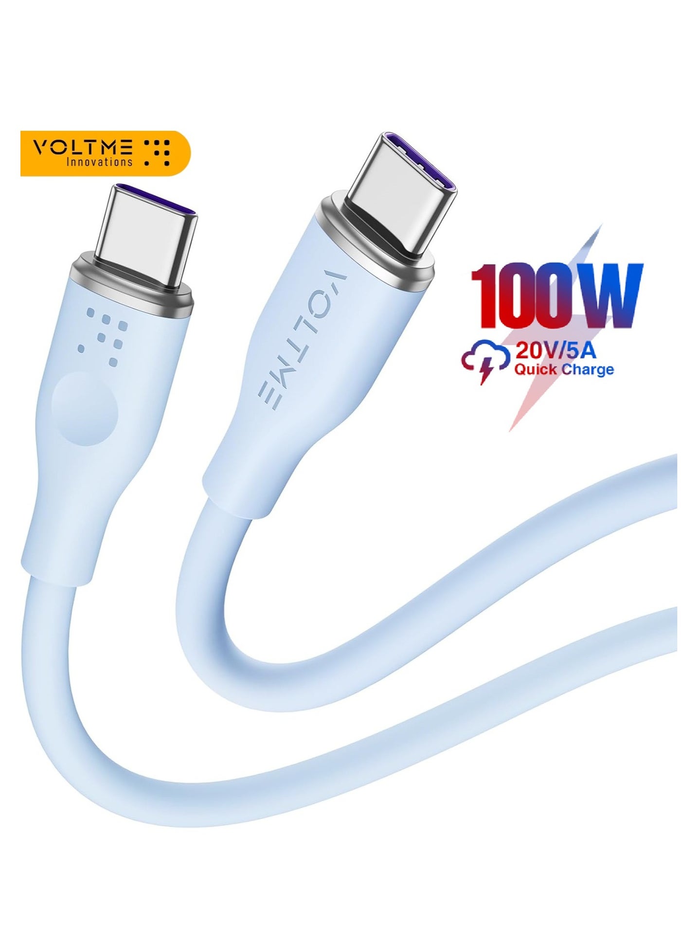 USB C to USB C Cable 100W Fast Charging, Soft Silicone Type C Cable with 5A PD, Compatible with iPhone Air, iPhone 17 Pro/17 Pro Max, 16/15 Series, MacBook Air/Pro, Dell XPS, Lenovo ThinkPad X1, ASUS ROG, HP Spectre, iPad Pro, Samsung Galaxy 25/24/23/22 Ultra, Pixel 9 Pro, Laptops, Tablets and All USB-C Devices - 1m - Blue
