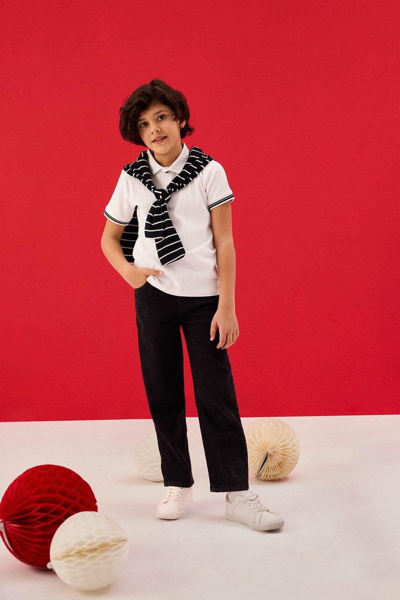 DeFacto Black Boy Boy Straight Fit Standard Leg Basic Jeans Casual - Image 1