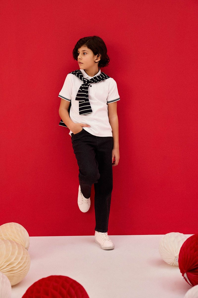 DeFacto Black Boy Boy Straight Fit Standard Leg Basic Jeans Casual - Image 2