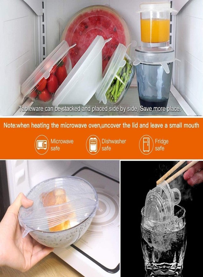 Breewell Reusable Silicone Wraps Seal Bowl Covers Food Saving Storage Stretch Lids Refrigerator Accessories Kitchen Gadgets | White - Image 2