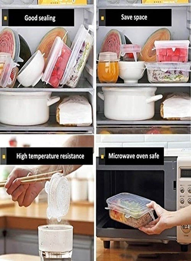 Breewell Reusable Silicone Wraps Seal Bowl Covers Food Saving Storage Stretch Lids Refrigerator Accessories Kitchen Gadgets | White - Image 4
