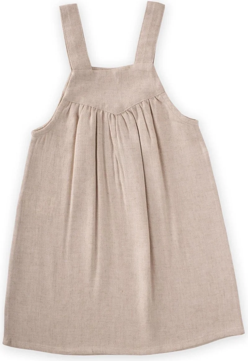 Cigit Strappy Linen Dress 2-7 Years Natural