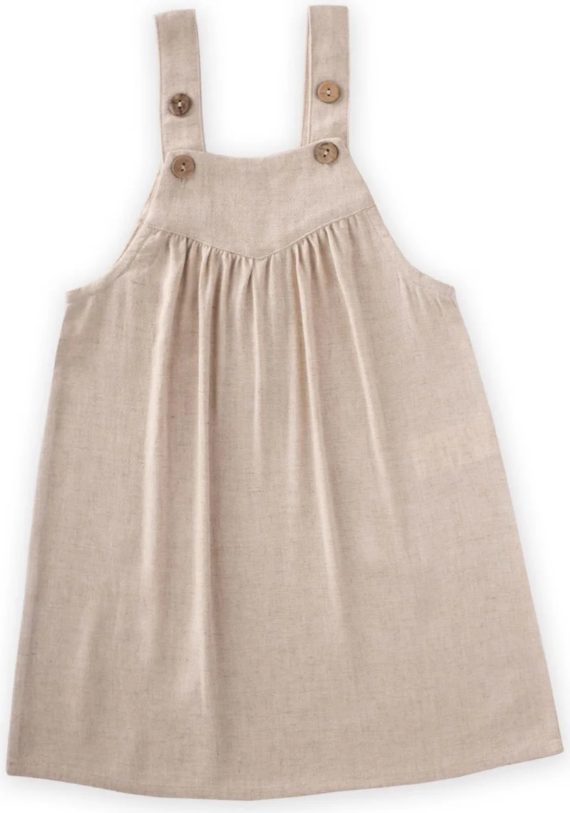 Cigit Strappy Linen Dress 2-7 Years Natural