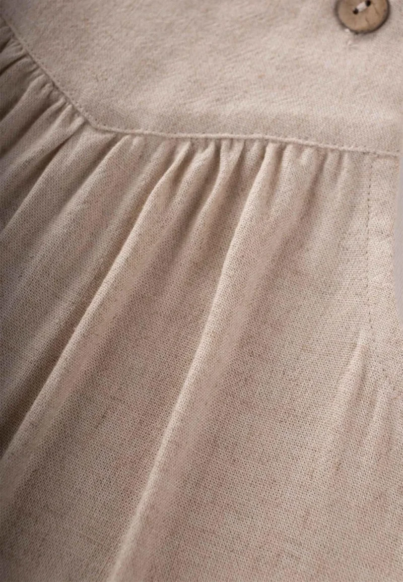 Cigit Strappy Linen Dress 2-7 Years Natural