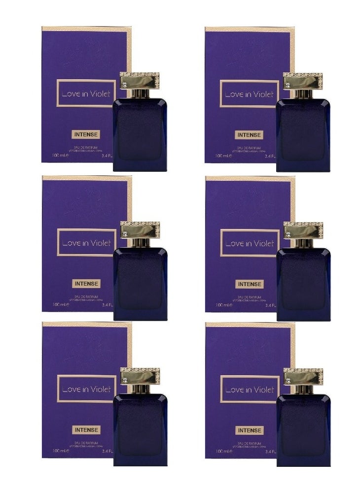 لوف ان فيوليت مجموعة من 6 قطع من عطر لوف ان فيوليت للنساء - أو دو بارفيوم - 100 مل *6قطع - لمسة من الانتعاش والأنوثة بتركيبة فاكهية فريدة  - Image 1